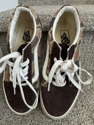 Vans Old School Talla 3.0 Niños Camuflaje Zapatos Marrón/Blanco Tenis de Skate Foto 1 de 4