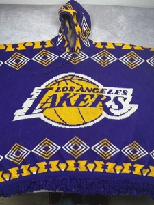 Poncho Los Angeles Lakers felpa con cappuccio uomo XL NBA basket lana Kallpac fatto a mano - Foto 1 di 15