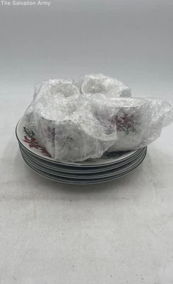 Totally Today Navidad Multicolor Floral Vacaciones Taza de Té Y Platillo Lote De 8 Foto 1 de 4