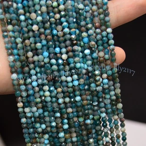 Piccola pietra preziosa sfaccettata apatite naturale 3 mm rotonda perline sfuse creazione gioielli 15'' - Foto 1 di 8