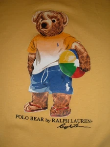 Men’s Ralph Lauren Polo Bear Beach Ball T Shirt Yellow Sz 2XL - Picture 1 of 4