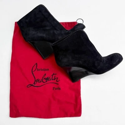 Bota anabela Christian Louboutin Chaperon couro camurça preto tamanho 39.5 - Imagem 1 de 4