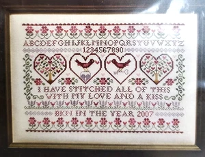 Blue Ribbon Designs STITCHED WITH LOVE Sampler - Picture 1 of 3