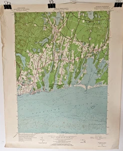 1957 Original Falmouth MA Cape Cod Map by U.S. Geological Survey 22"x27" - Picture 1 of 7