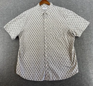 Old Navy Shirt Mens XL White Gray Circle Geometric Print Short Sleeve Button Up - Picture 1 of 9