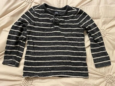 Suéter Henley 5 Gris Blanco Rayas Camisa Preppy Cómodo Antiguo Azul Marino Niños Foto 1 de 4