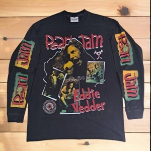 Pearl Jam t shirt Long Sleeve vintage Reprint  Black Faded cotton size XL 001 - Picture 1 of 19