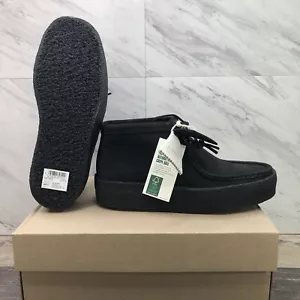 Clarks Wallabee Boot Lace Up Moccasins Black Nubuck 26168980 Women's Size 6.5 - Picture 1 of 11