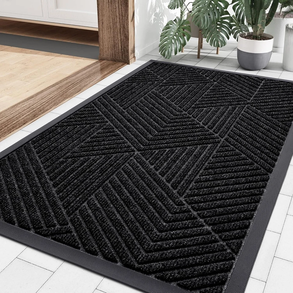Heavy Duty Sturdy Natural Rubber Doormat  Front Door Mat Easy Clean Low Profile - Image 1 of 4
