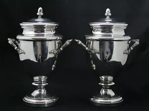 2x antike 19jh Silberplatte Kassanussvase, Kastanie, Deckelvase, ca. 1840 - Bild 1 von 12