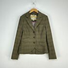 Jack Wills Tweed Jacket Womens 8 Green Check Wool By Fox Country Hacking Blazer