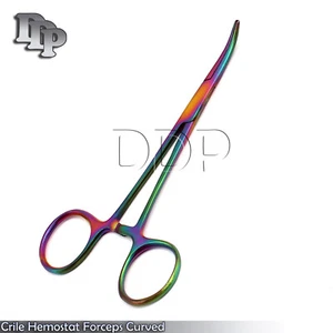 Crile Hemostat Forceps 5.5'' Curved Rainbow Multi Color Surgical Instruments - Picture 1 of 3