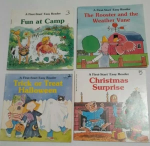Lot of 4 First-Start Easy Readers - 1980 Vintage Farm Halloween Christmas - Picture 1 of 3
