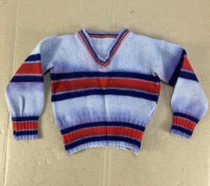 Vtg 40s 50s Kids Youth Toddler Boys Fishing Surf Stripe Boat Knit Sweater Shirt - Picture 1 of 7