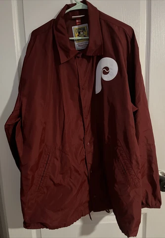 Philadelphia Phillies Baseball Mitchell & Ness Jacket 4XL Button Up Maroon Cover