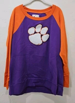 Sudadera Clemson Tigers G-III For Her de Carl Banks Cuello Redondo Talla XL Púrpura... Foto 1 de 4