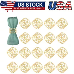 18Pcs Napkin Rings,Gold,Vintage Hollow,Metal,for Wedding,Dining Table Decoration - Picture 1 of 8