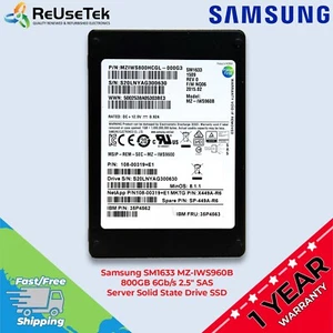 Samsung SM1633 MZ-IWS960B 800GB 6Gb/s 2.5" SAS Server Solid State Drive SSD - Afbeelding 1 van 16