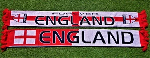 England Schal "FOREVER ENGLAND"  FAN Three Lions + NEU + WM EM Scarf Echarpe - Picture 1 of 1