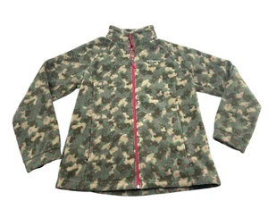 Columbia Girls Fleece Jacket Full Zip Size XL 18/20 Camo With Pink Dots - Picture 1 of 11