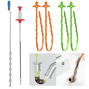 6 In 1 Drain Clog Remover Drain Hair Catcher Sink Snake Cleaner Flexible Drain A - Picture 1 of 6