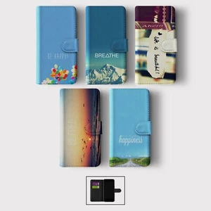 CASE FOR IPHONE 16 16E 15 14 12 SE WALLET FLIP PHONE COVER HAPPY INSPIRATIONAL - Picture 1 of 7