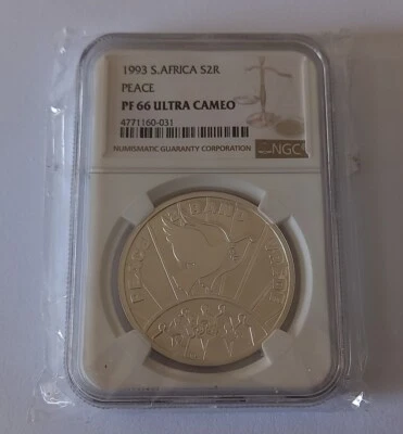 1oz 1993 Silver Proof PF66 South Africa "PEACE/VREDE" - NGC - Image 1 of 3