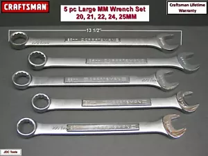 Craftsman 5pc LARGE Metric/mm Open/Box Combination Wrench Set 12pt Tools 6 - Picture 1 of 7