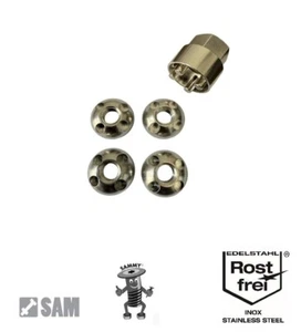 4 Stück Diebstahlschutzmuttern Anti-Diebstahl V2A Vierlochmuttern M10 mit Nuss - Bild 1 von 1