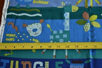 30" Long, "Gingham Jungle" Cotton, Jungle Animals, Alexander Henry/DeLeon, N2087 - Image 1 of 4