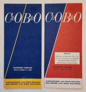B&O/C&O Passenger Timetables - Oct 1968 & Oct 1969 - Picture 1 of 8