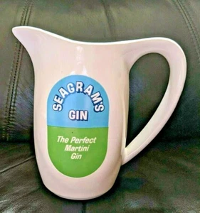 Jarra jarra de agua vintage barra de ginebra SEAGRAM'S - imagen coleccionable resistente ambos lados - Imagen 1 de 4
