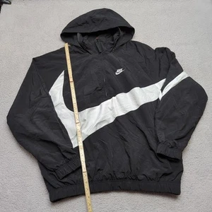 Giacca a vento Nike Anorak uomo XL nero bianco 90 Big Swoosh vintage etichetta rossa - Foto 1 di 15