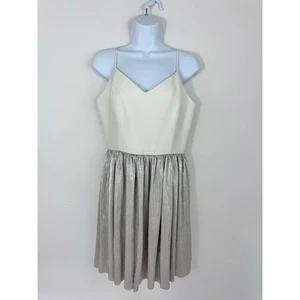 Amanda Uprichard Medium weiß Seide Top Silber Metallic Faltenrock Kleid Neu mit Etikett - Bild 1 von 9