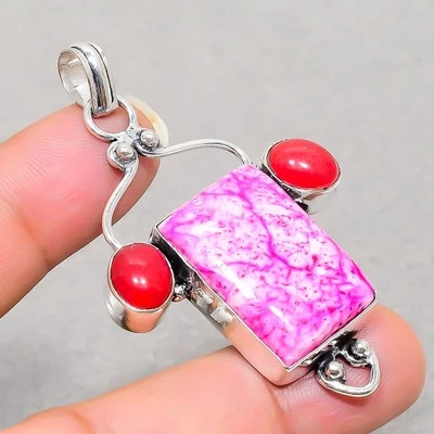 Pink Dendritic Opal Garnet Gemstone Handmade Gift Jewelry Pendant 2.50" SR 1685 - Image 1 of 4