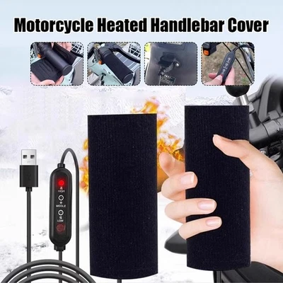 1Pc Motorcycle Heated Handlebar Cover 5V 2A USB 3 Gear Warmer Heated Handgrips. - Image 1 of 4