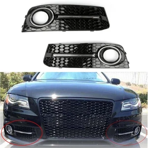 Chrome Honey Comb Fog Light Cover Grille Grills For Audi A4 B8 2009-2012 2011 - Picture 1 of 10