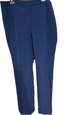 Pantalón Kasper Indigo Azul Crepé Pierna Recta Mujer Talla 16 Cremallera’s Foto 1 de 4