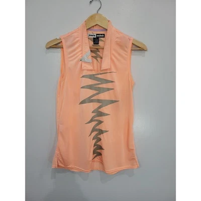 Jamie Sadock Women Peach Lightning Bolt Sleeveless Collared Golf Top Size M - Image 1 of 4