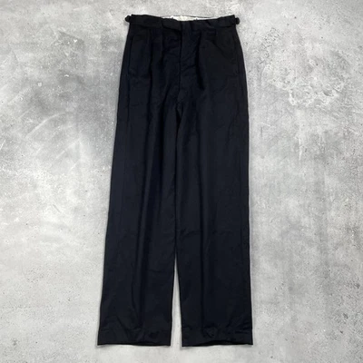 Vintage 50s British Moss Bros Ltd High-Waisted Wool Trousers Black Size W32 L32 - Image 1 of 4