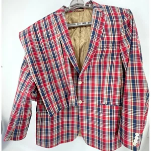 Lauren Ralph Lauren Mens 2 pc Suit 42L 34W Blazer Jacket Pants Plaid Preppy Posh - Picture 1 of 15