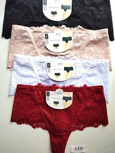 4 Damen Strings Tangas Slips Elastischen Spitzen Dessous Gr: XL (44/46) - Bild 1 von 1