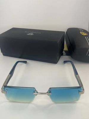 Mayback TM310 Gafas Azul Degradado Cromo Sin Borde Lujo Diseñador Alemania Foto 1 de 4