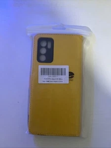 Funda de cuero amarilla para teléfono Oppo A16 abatible a prueba de golpes billetera cubierta de libro - Imagen 1 de 2