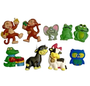 Vintage Retro Fridge Magnet Lot x8 Cows Frogs Monkeys Owl Mouse Aligator Molly - Picture 1 of 8