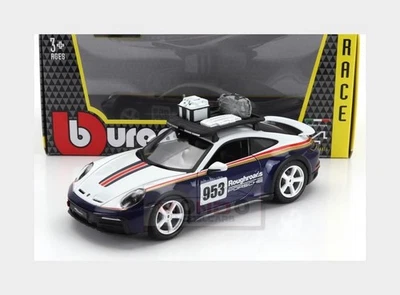 1:24 BURAGO Porsche 911 992 #953 Rally Dakar Roughroads 2023 White Blue BU28029 - Immagine 1 di 2
