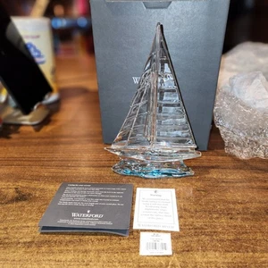 Waterford Velero Cristal Base Azul con Caja, 10" 135780 *LEER - Imagen 1 de 10