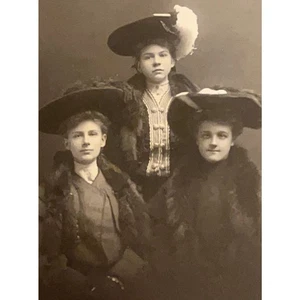 Antique Cabinet Card, 1904 Jacques Joel, Family Portrait, Mother and Kids - Picture 1 of 5