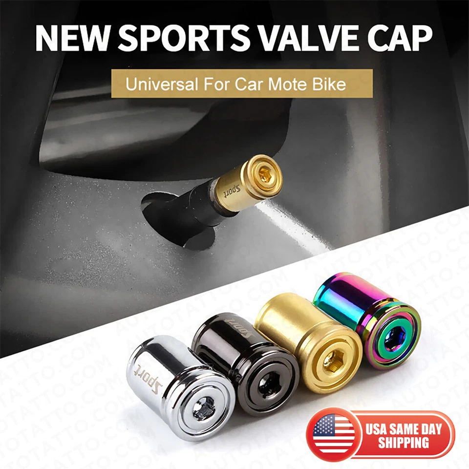 4pcs Universal Car Tire Valve Stem Caps Stainless Steel Dust Cover Waterproof - Изображение 1 из 4