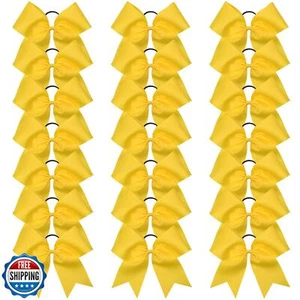 Oaoleer 21PCS 8" Grandi Fiocchi Cheerleader Fiocchi Gialli Jumbo Fiocco Cheerleader con Pony - Foto 1 di 5
